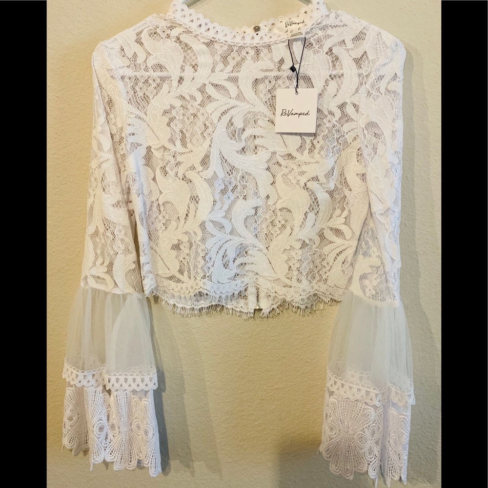 White Lace Cropped Top